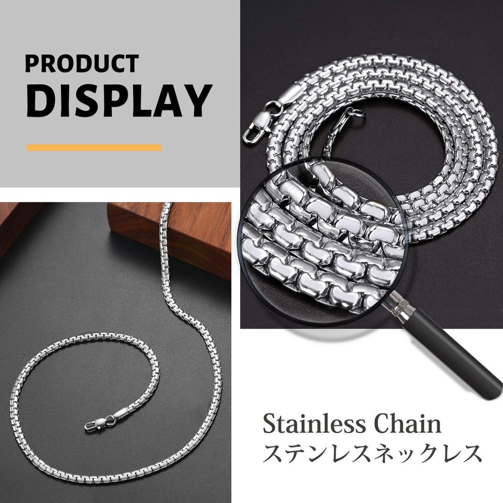 ChainsHouse Men's Necklace, Chain Only, Surgical Stainless Steel, Silver, Hypoallergenic, Rust-Resistant, 50cm Long, 4mm Wide