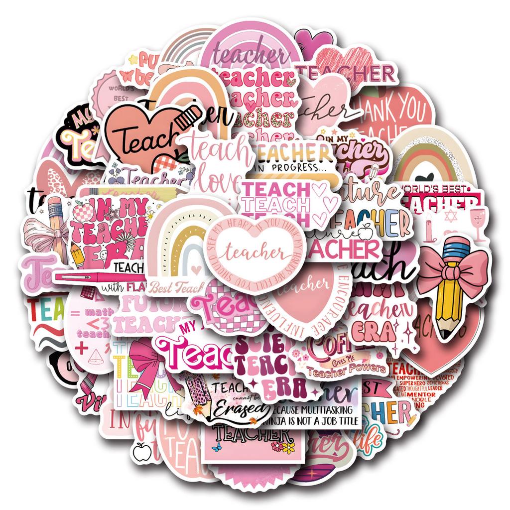 55 New Pink Teacher Graffiti Stickers Suitcase Mobile Phone Personalized Stickers