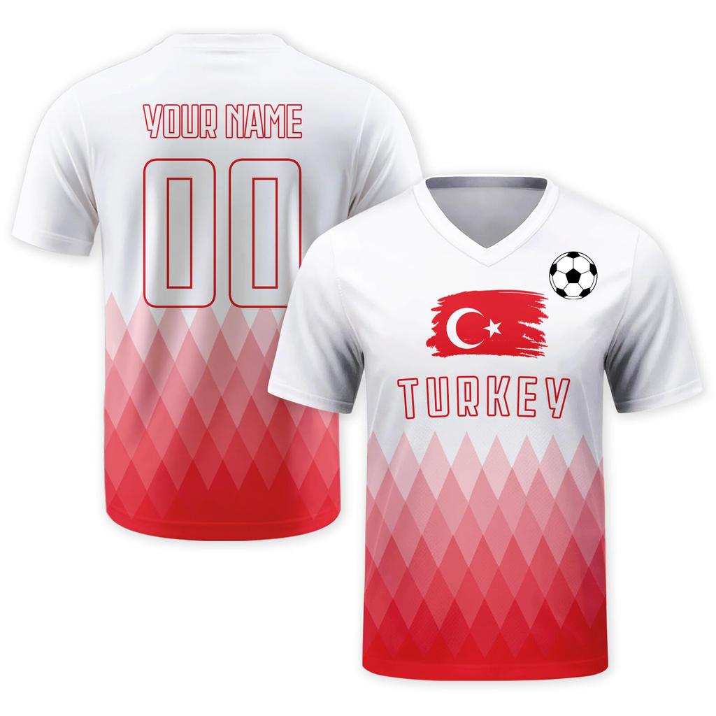 Custom Soccer Jersey Shirt with Personalized and Number South Flag Print V Neck Short Sleeve DIY Team Top