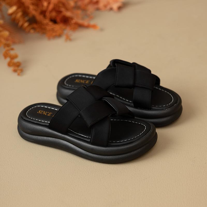 Sandales d'été noires pour femmes, décontractées, mignonnes, à plateforme, grande taille, augmentant la hauteur, sandales compensées