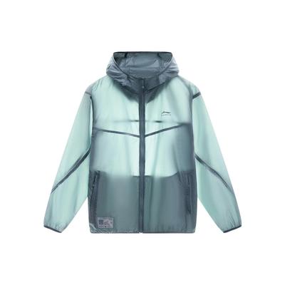 Li Ning Color Block Zip Up Hooded Long Sleeve Sun Protection Windbreaker Jacket Men Jackets Lime-Green AFDT163-2