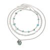 Pack of 3 Bohemian Turquoise Chokers Necklace Featuring Cactus Pendant Portable for Women Seek Western Styles Daily Use