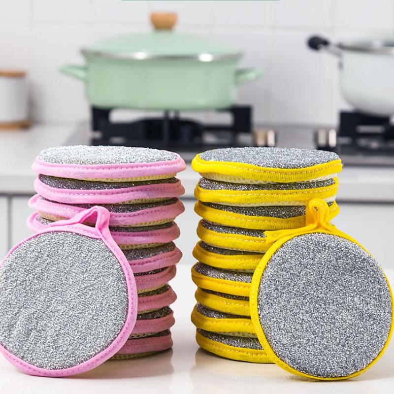 3/5KS Oboustranné čištění Houba na mytí nádobí Utěrka Opakovaně použitelná omyvatelná utěrka na kartáčování na pánev Kouzelná domácnost Kuchyň Čisté nástroje