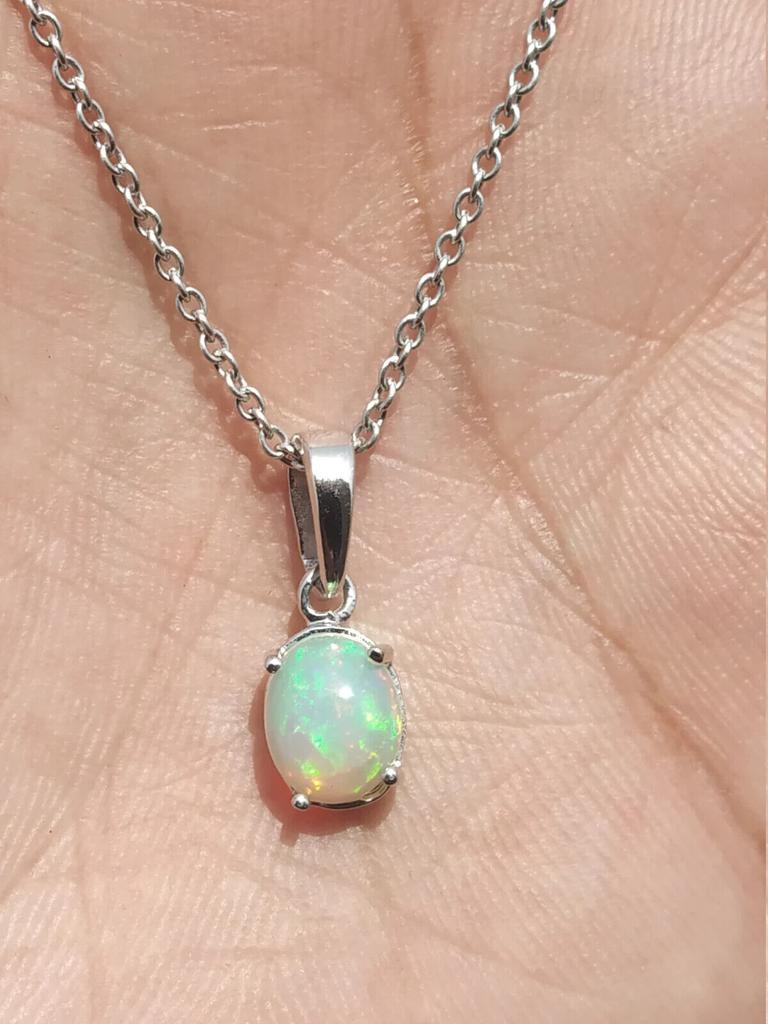 Natural Opal Pendant,Gemstone Silver Pendant,925 Sterling Silver Jewelry