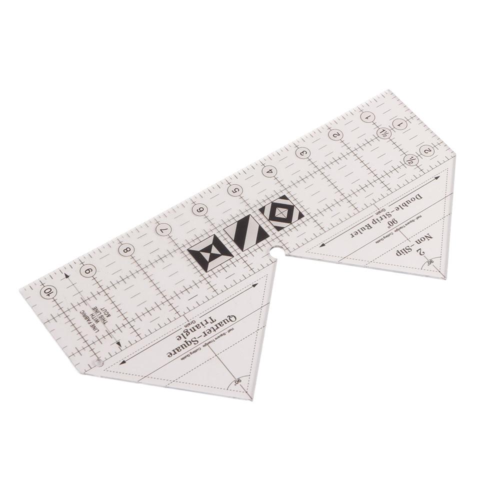 Ruler Grids 45/60/90 Degree Double Strip Ruler Transparent Acrylic Non Slip Quarter Triangle Cutting Guide for Sewing