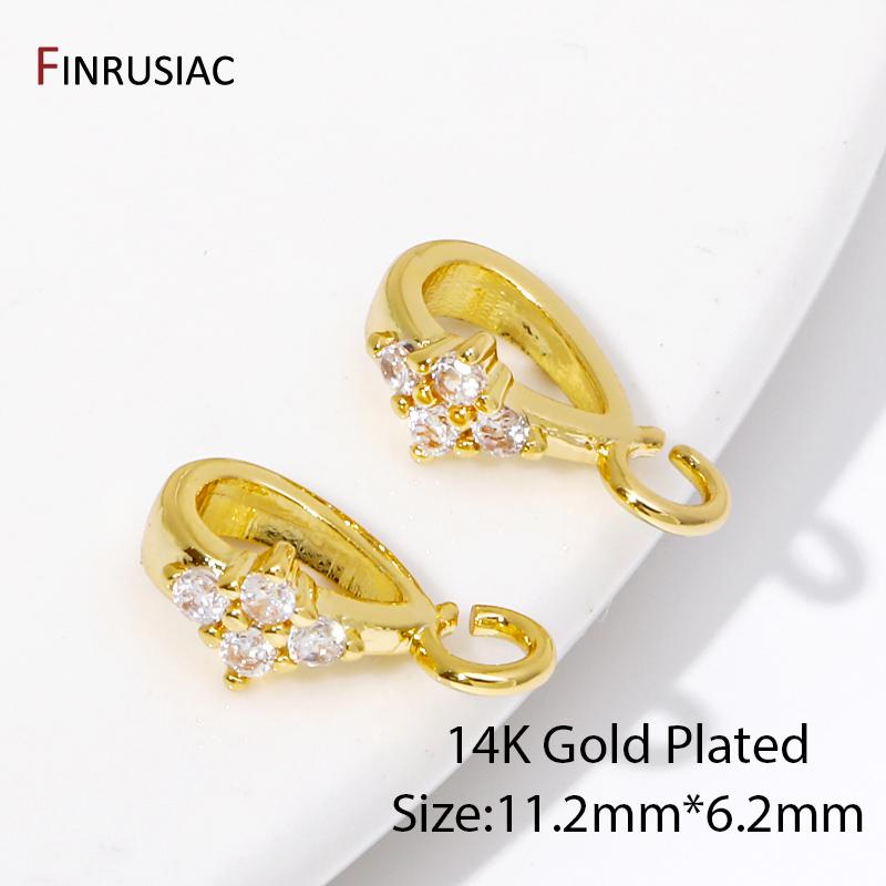

Wholesale 14K Gold Plated Brass Zircon Pendant Bail Pendants Connectors For Jewelery Making Supplies Necklace Making Accessories 2 pieces