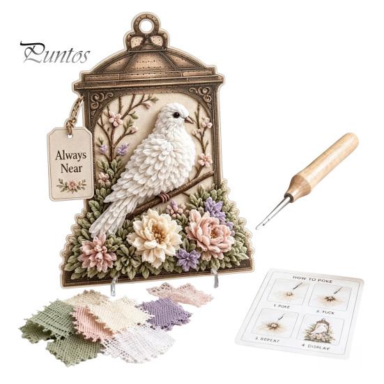 Huiswarmingscadeau voor Natuurliefhebbers 3D Stof Poke Art Kit, DIY Vogel Geheugen Lantaarn Bloemen Geïnspireerd Huisornament En Patronen, Punch Needle Knutselkit