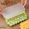 Capped Ice Cube Tray 37 Cavity Honeycomb BPA-Free Slow-Melt Reusable Small Mold Cubes with Lid Easy Release Silicone Maker for Freezer