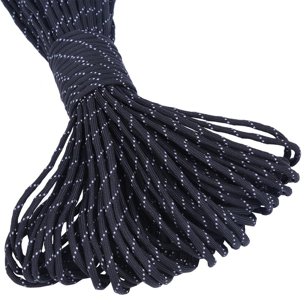 31m Reflective Multi Function Paracord Lanyard 9 Strand Rope for Camping Hunting(Black)