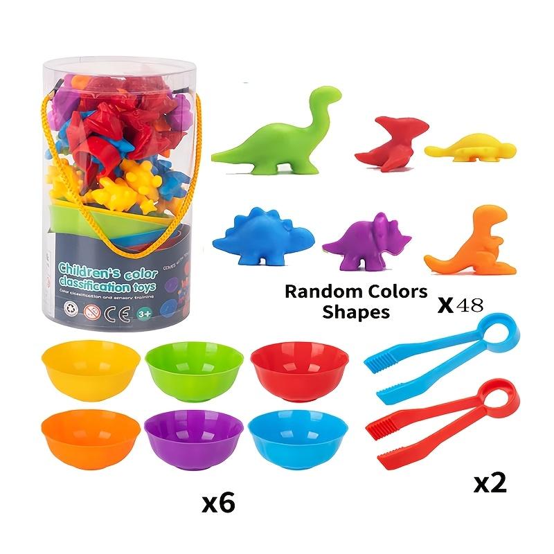 Dinosaur Toys Count Toys That Can Match Games, Sorting Bowls for Learning Activities Math, Color Sorting, Educational