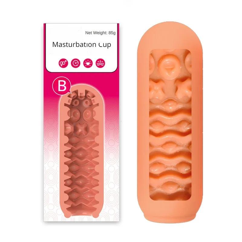 Male Masturbator Cup Manual Silicone Portable Sucking Airplane Cup Soft Vagina Blowjob Pocket Pussy Masturbation Sex Toy For Men