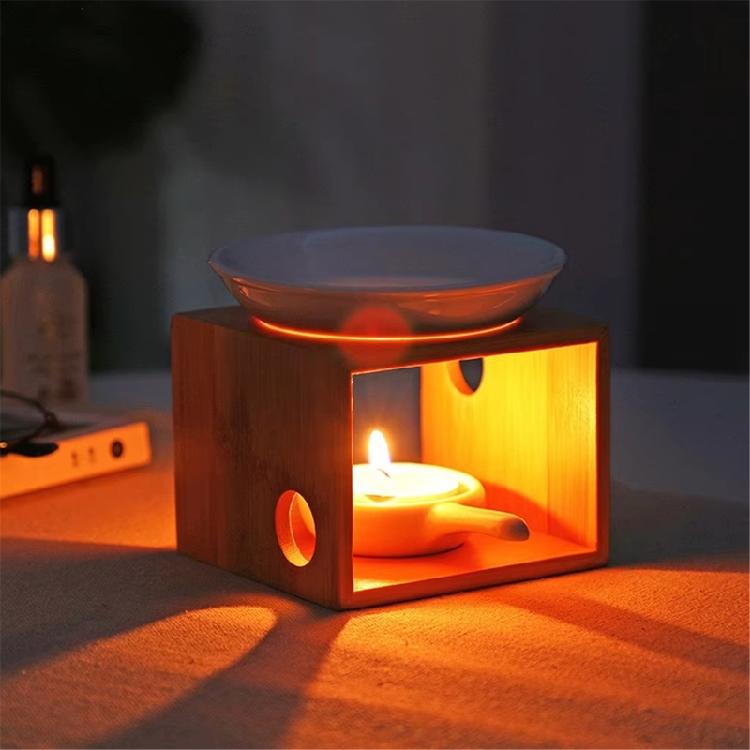 Elegant Wood Oil Warmer Diffuser Holder With Removable Ceramic Bowl For Easy Cleaning And Maintenance
