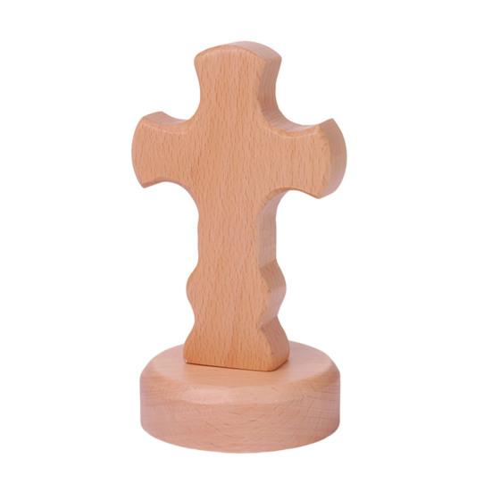 

Standing Wooden Crucifix Statue Tabletop Religious Figurine Spiritual Christian Gift for Church Home Office Table Decor E
