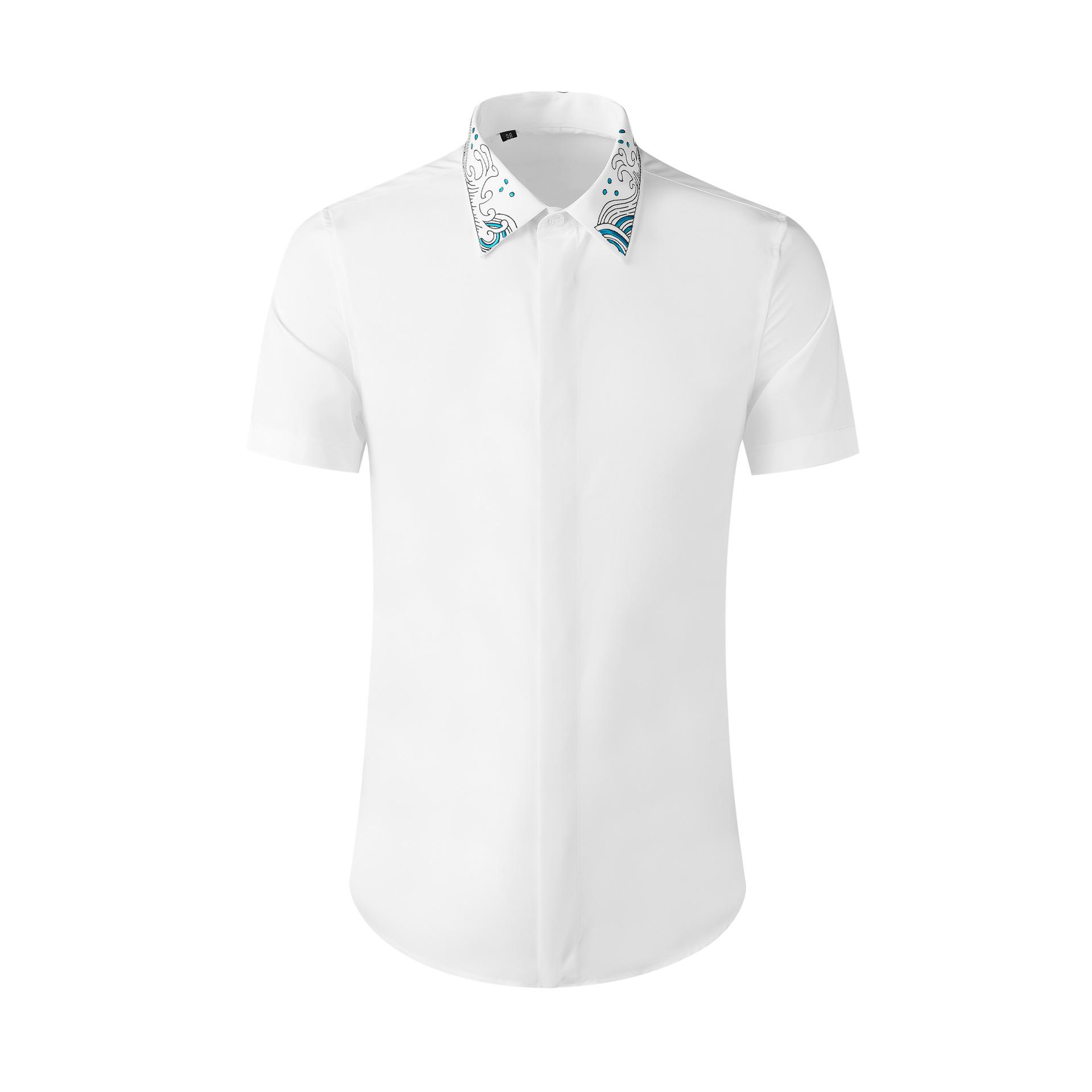 

Azure Starry Sky Embroidered Guochao Men s Short Sleeve Shirt 44 белый