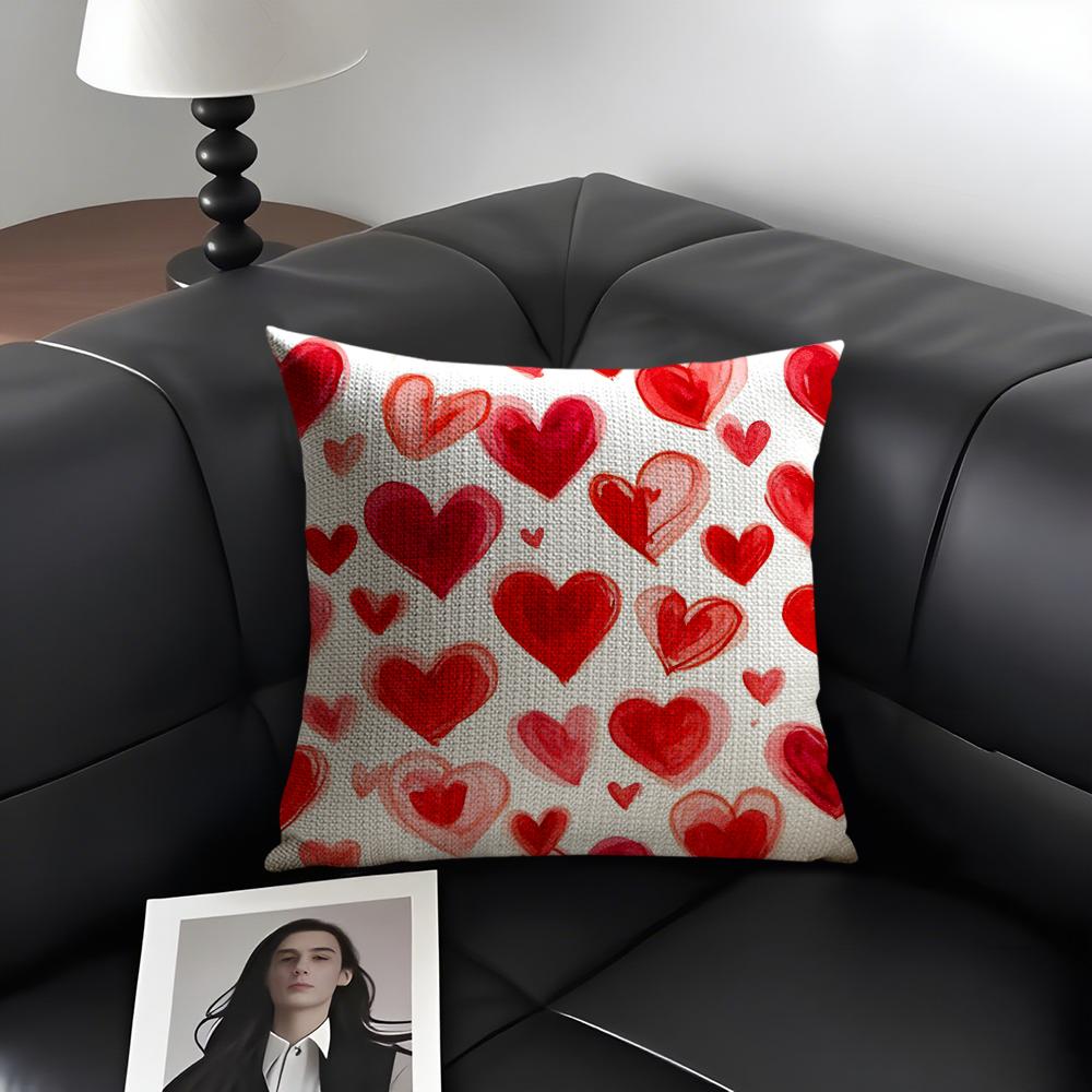 Love INS Cushion Cover Natural Linen Organic Fabric DoubleSided Printing Sofa Home Decor Gift Pillow Case