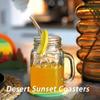 Yousheng 1/2 Sets Desert Sunset Coaster Kit 3D Printed 4-In-1 Multifunctional Kitchen Tools with Cactus Toothpick Holder Mountain Shakers Solar Bottle