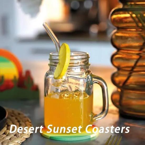 45659 Sets Desert Sunset Coaster Kit 3D Printed 4-In-1 Multifunctional Kitchen Tools with Cactus