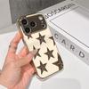 Lucky Start Phone Case For iPhone 17 16 15 14 13 12 11 Pro Max 16E Gold Electroplated glass shell  Leopard Print Stars Cover