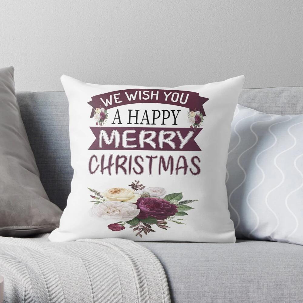 Merry Christmas Decoration Home Pillowcase Cushion Cover Autumn 45X45Cm Red 40X Living Room Sofa Bed Pillowcase