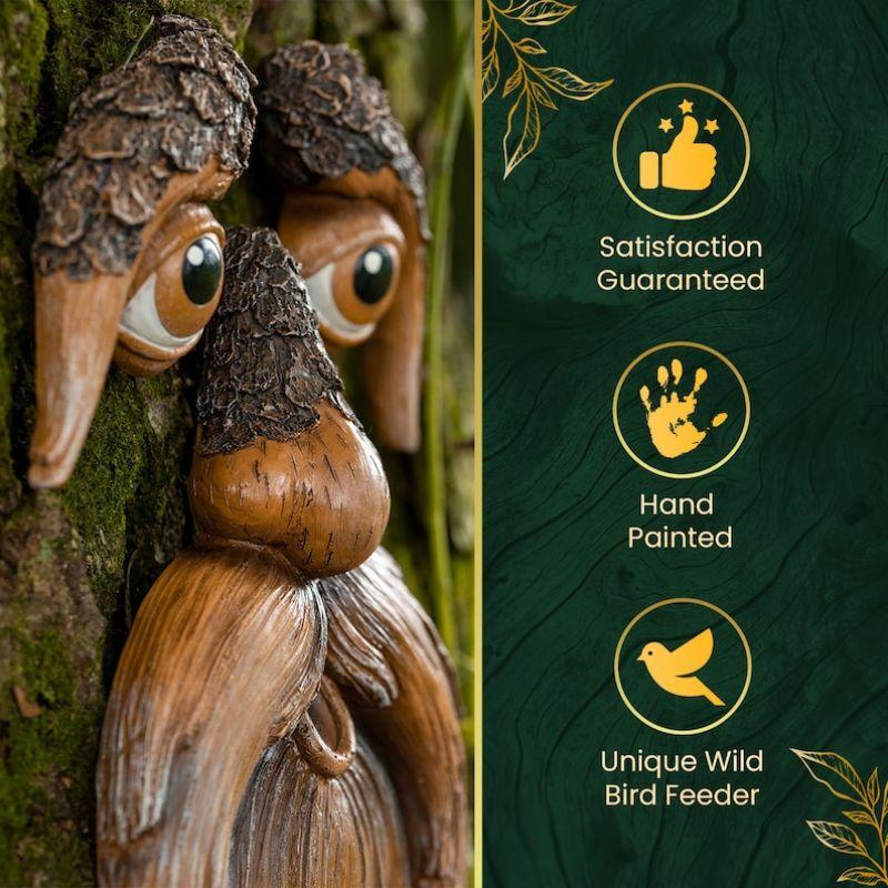 Tree Faces Garden Decor –Tree Hugger Bird Feeder– Yard Art– Gift For Dad- Tree Decorations Outdoor- Garden Sculpture- Magical Face For Tree