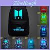 Mochila Luminosa Kpop Bangtan Boys BTS Moda Nylon Ombro Viagem Bolsa Escolar