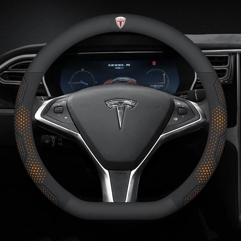 Carbon Fiber Car Steering Wheel Cover for Tesla Model 3 Model S Y X Roadster 2019-2025 Auto Interior Steering Wheel Accessories