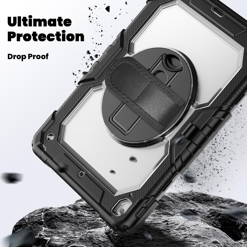 For iPad 10.2 (2021)/(2019)/(2020) Case PC+Silicone Tablet Cover with PET Film and Shoulder Strap