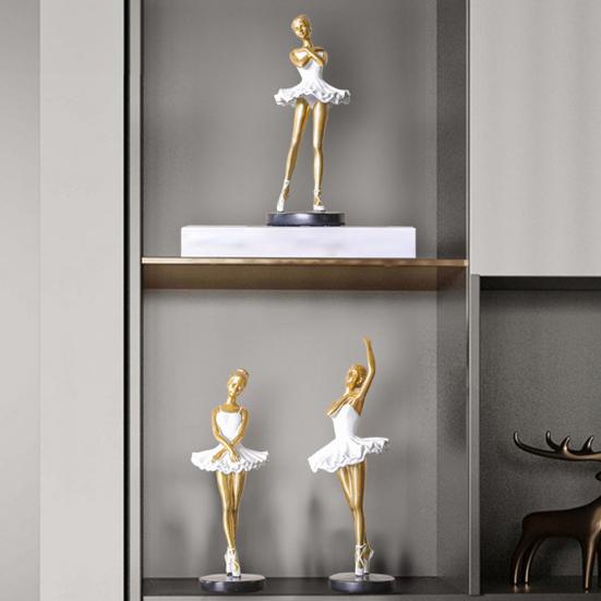 Counterweighted Base Figurine Ballet Dancer Figurine, Ballerina Statue with Stable Round Base, Resin Artistic Dance Sculpture Figurines, Elegant