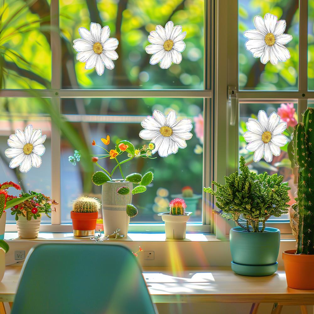 Painted Small Daisy Glass Doors and Windows Home Beautification and Decoration Anti-static Window Stickers