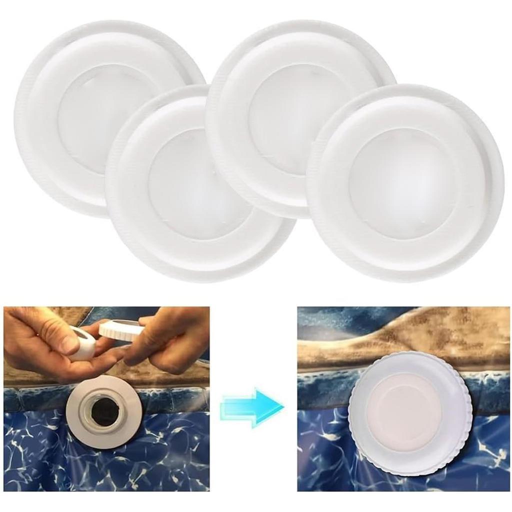 Balení 4 stříkaných koupacích čepic zajišťujících bezpečné uchycení a odolnost proti mrazu Snadná instalace Bazénové kryty pro SP1419D