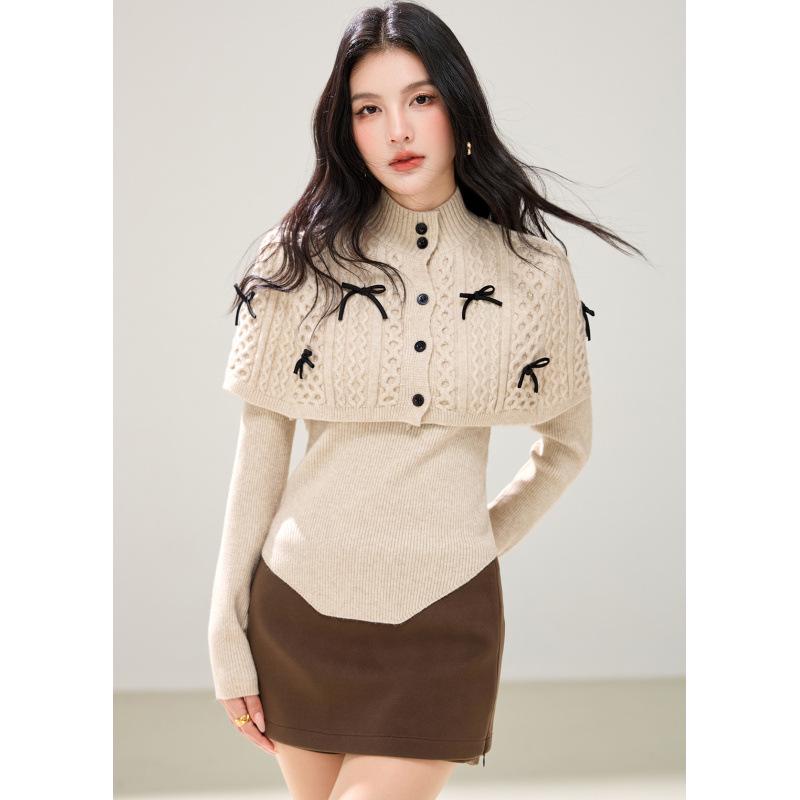 Red High Neck Patchwork Sweater & Skinny Knitwear Two-Piece Set, 2026 Lazy Style