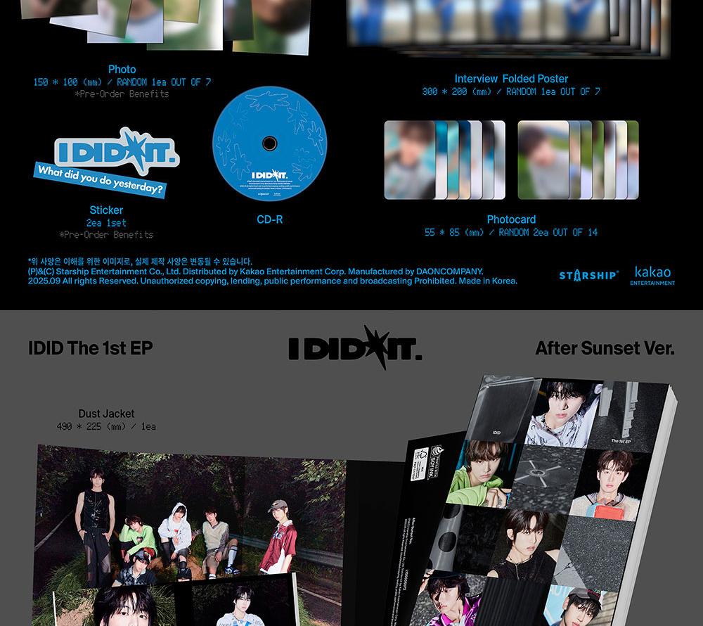 (I Did It / Yesterday / After Sunset Ver.) IDID [I Did It] 1st Mini Album