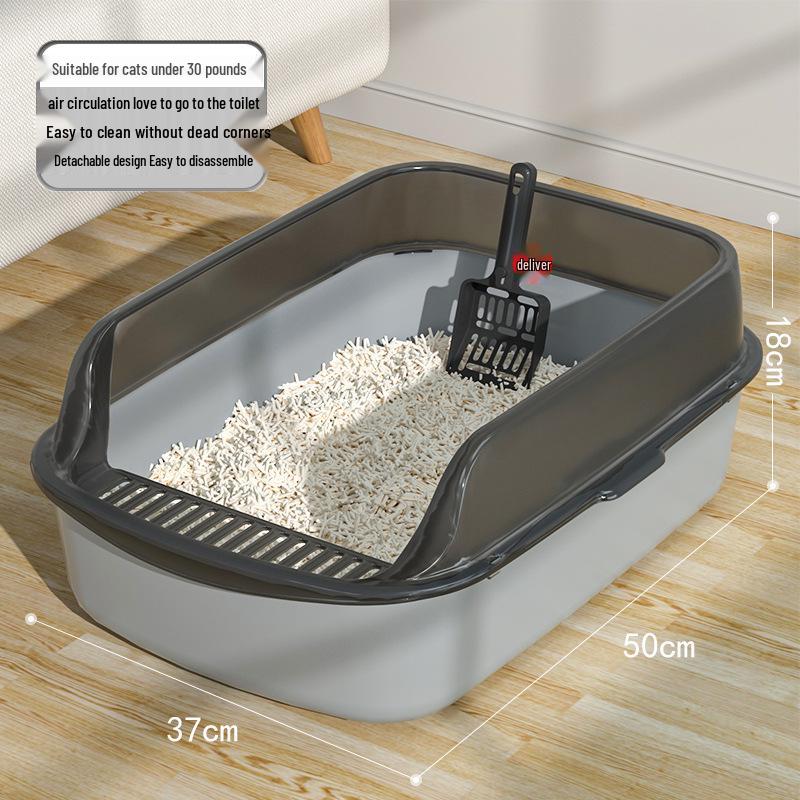 Extra Large Semi-Enclosed Anti-Splash Cat Litter Box - Double Layer Kitten Toilet Essentials
