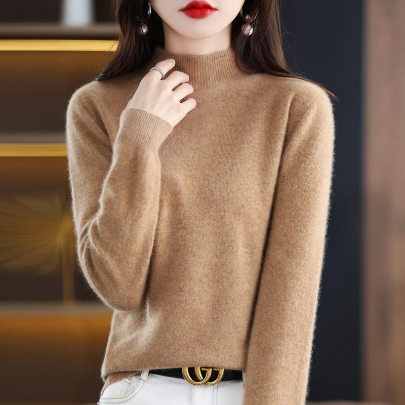 Autumn Winter Women Knitted Turtleneck Sweater Casual Loose Bottomed Knit Sweater
