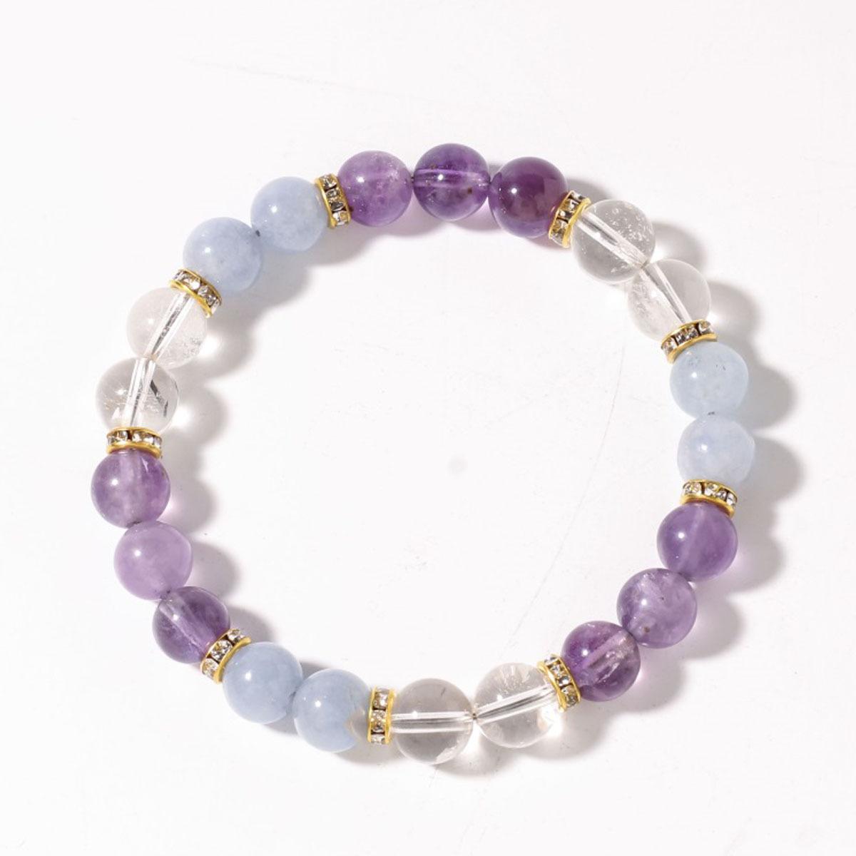 

Festive Gifts Amethyst Aquamarine Clear Crystal Beaded Bracelet Natural Spiritual Fashion Jewelry For Women Daily Wear Gift Ideal For Clarity