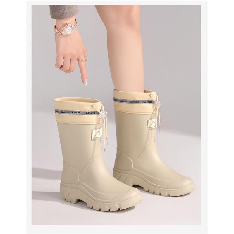 Women's Mid-Calf Rain Boots Non-slip Thick Sole Waterproof Rubber Boots Comfortable Mesh Lining Garden Work Rain Shoes For Women