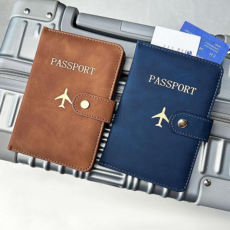 New Multifunctional Clasp Passport Wallet PU Leather Multi-card Bank Card Holder Fashion Gilded Airplane Logo Passport Cover Cas