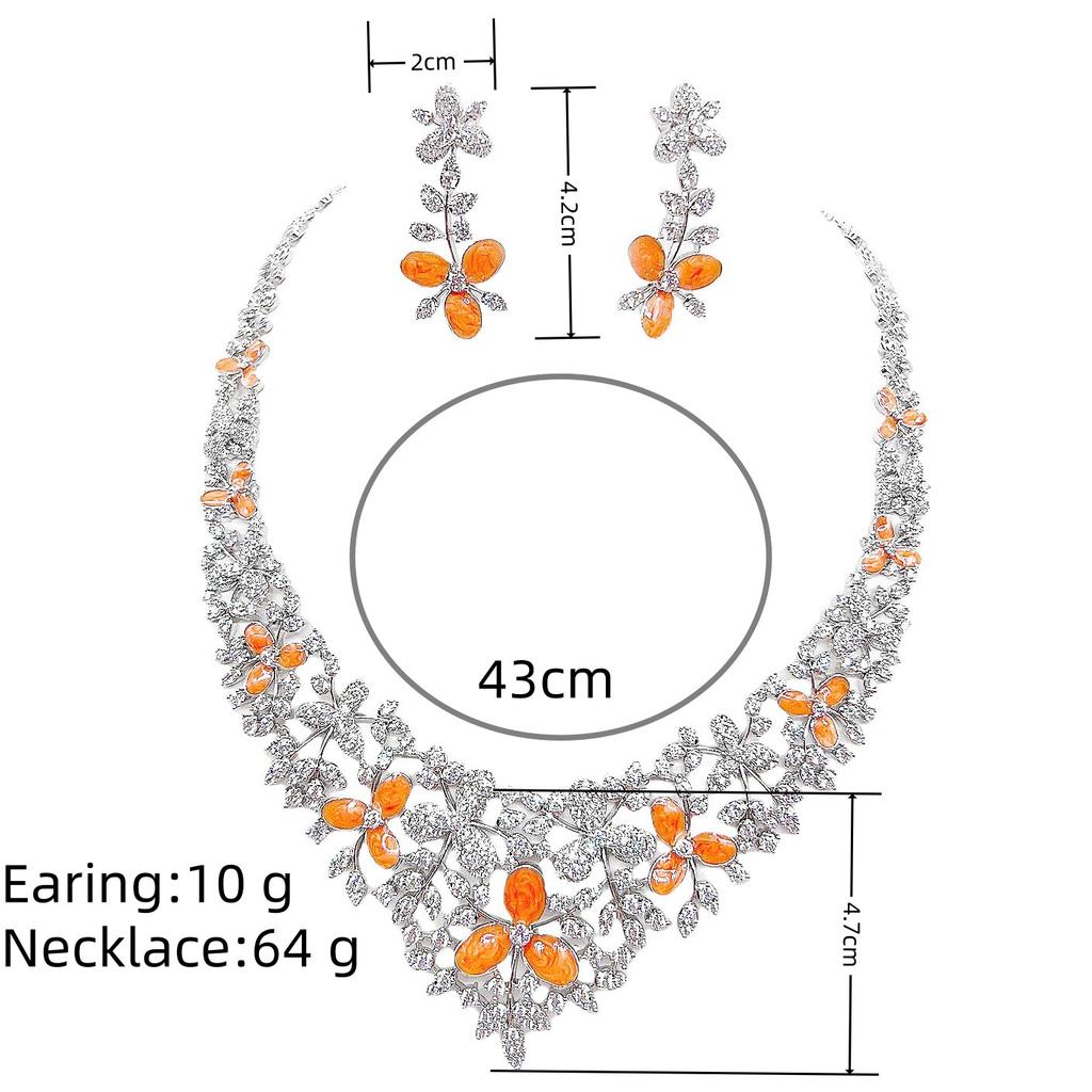 Personalised Luxury Vintage Flower Ladies Jewellery Necklace Earrings 2 Pcs Set Dating Party Prom Event Gift Bride M-523