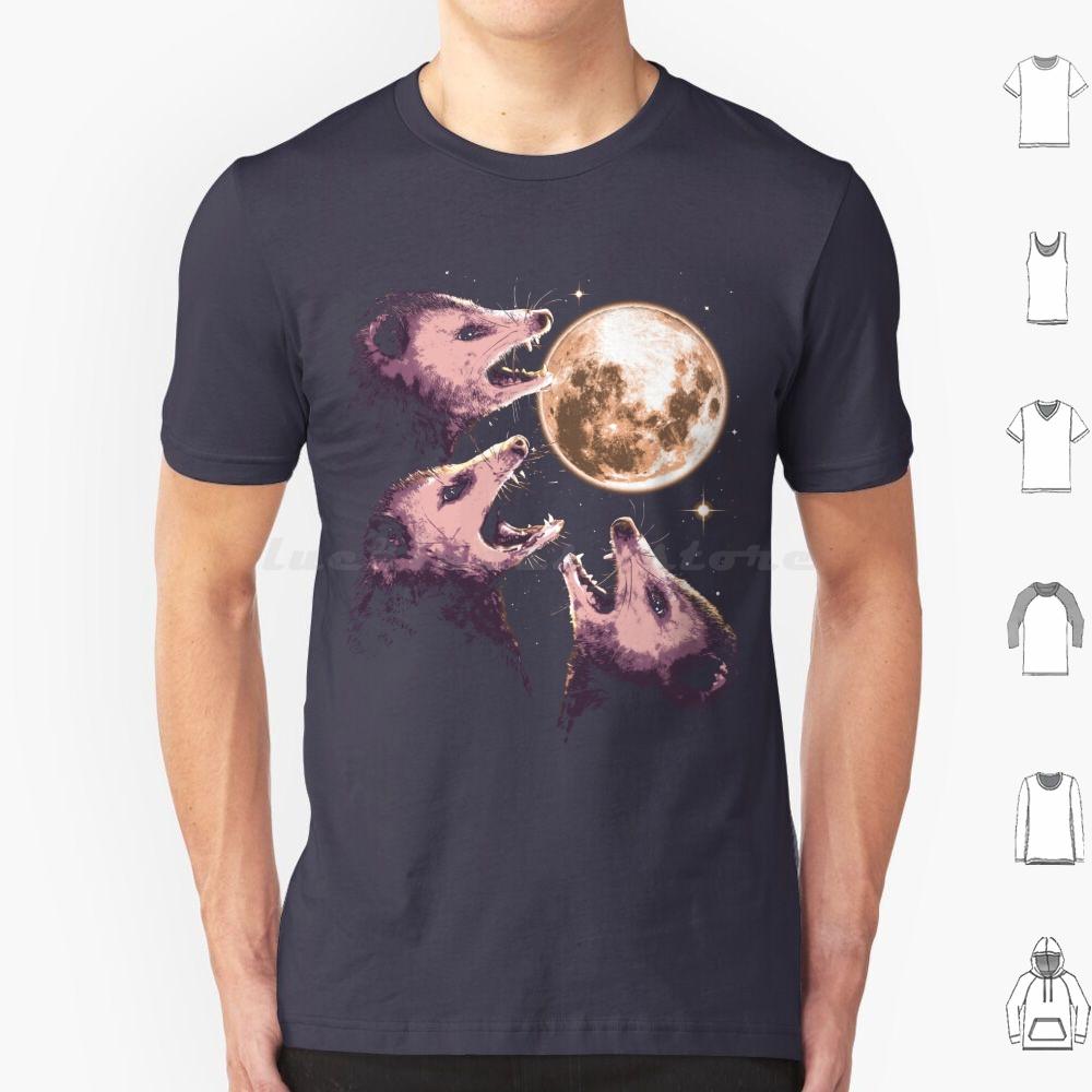 Three Opossums Howling At The Moon Funny Possum 3 Opossum T Shirt Big Size 100 Cotton Possum Opossum Raccoon Rodent Three