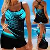 Damen Sommer Zweiteilige Badebekleidung Cross Strap Sexy Bikinis Set Tankinis Badeanzug Plus Größe S-8XL