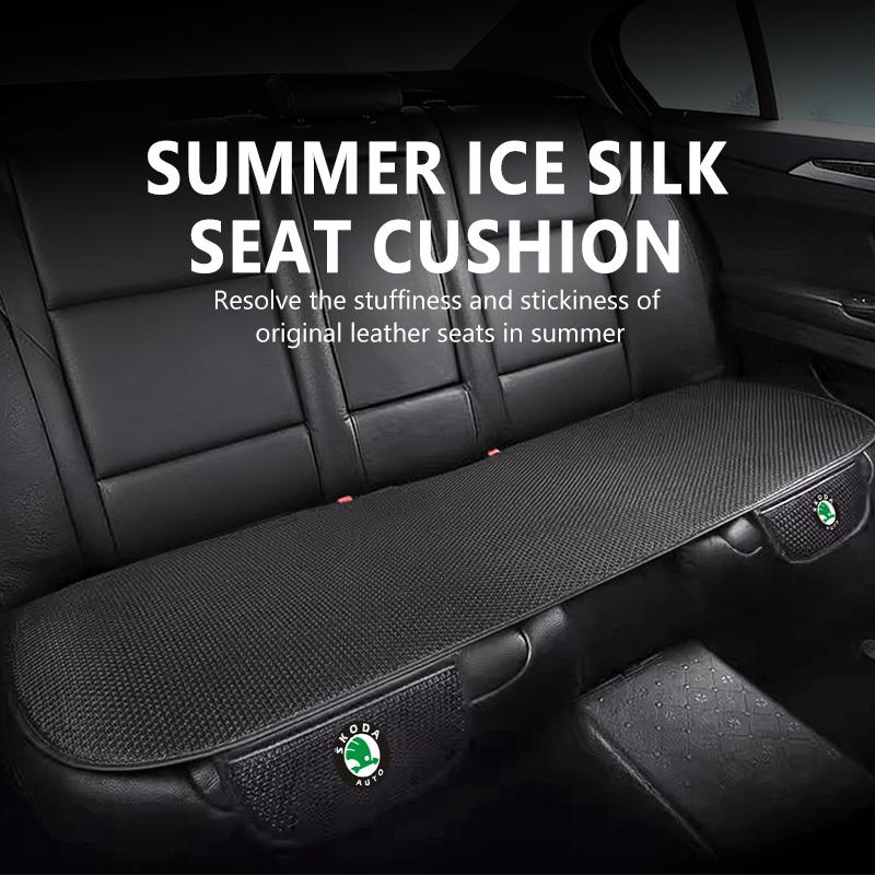 AES1 For Skoda Breathable Car Seat Cover Ice Silk Summer Car Seat Cushion Protector Kodiaq Fabia Kamiq Karoq Octavia 2 3 Rapid Scala