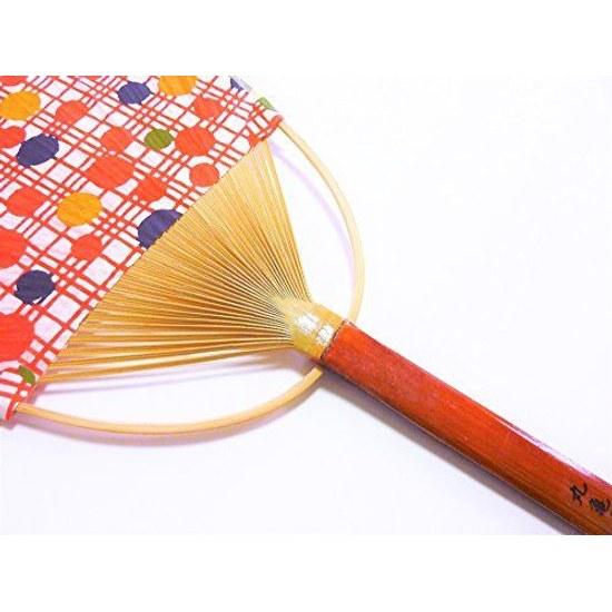 5 Sense Marugame Uchiwa (Polka Dot Check Pattern) Bamboo Made Japan