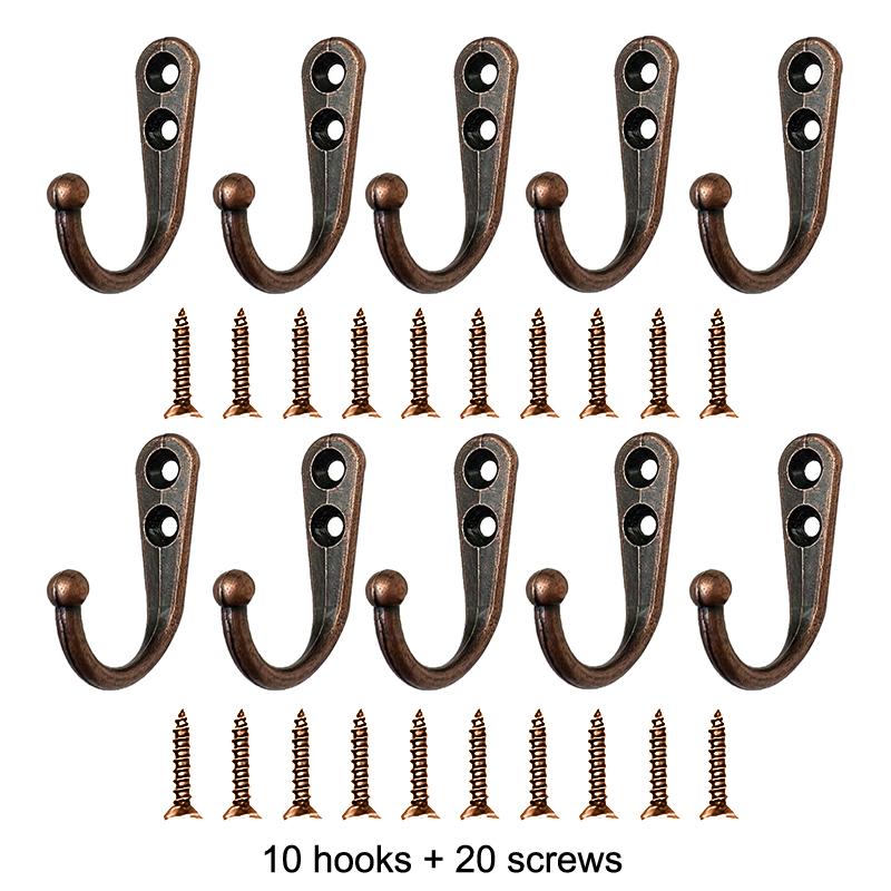 Heavy Duty Alloy Hooks With Screws Wall Mounted Hanging Hangers For Coat Towel Bags Cups Hook Home Storage Rack Holder