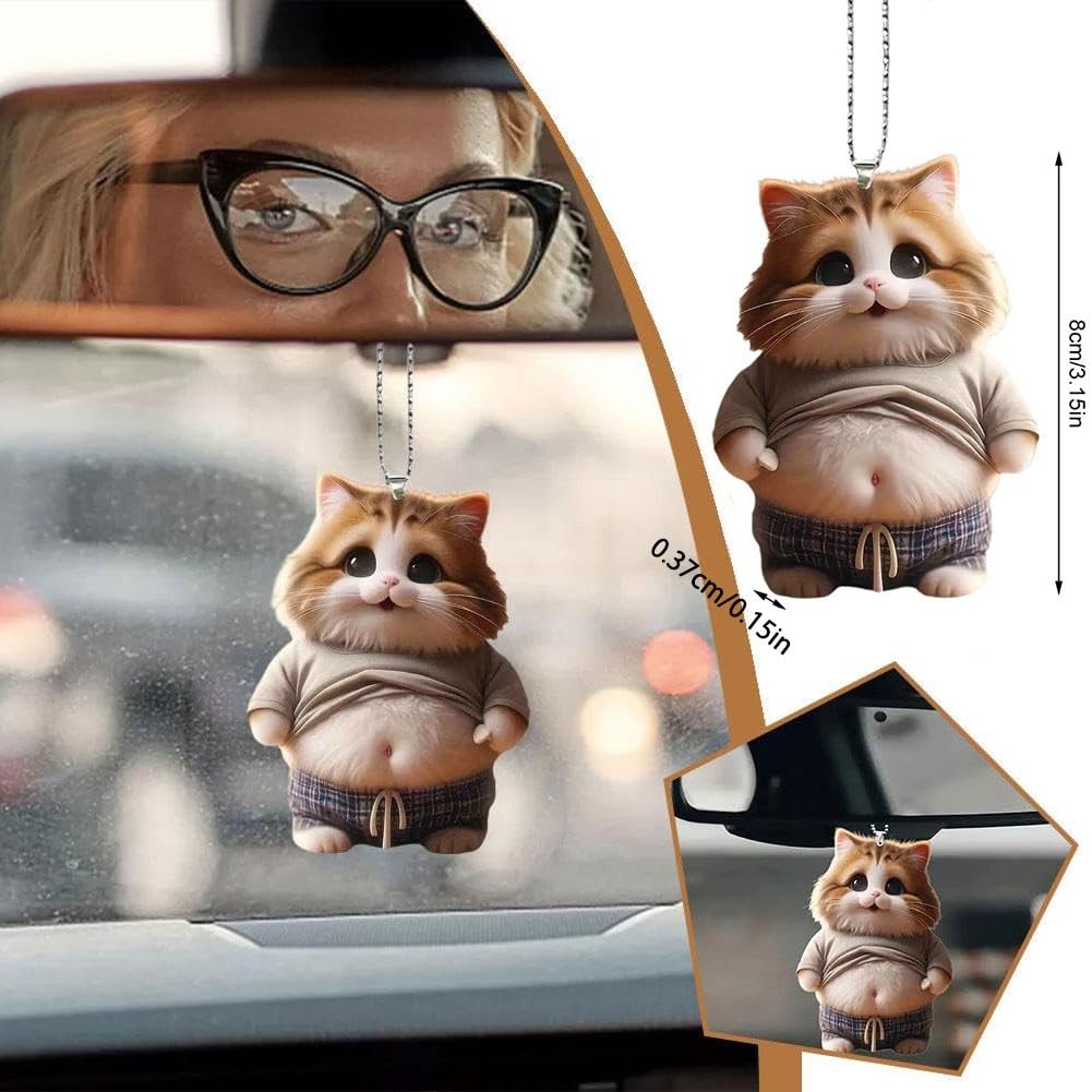 Fat Cat / Dog Car Rear View Mirror Decoration Deb Dog Cat Mascot Keychain