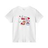 New White Gray Round Neck Front Shoulder Short Sleeve T-shirt Women's American Cartoon Kt Cat Print Pure Cotton Summer Top