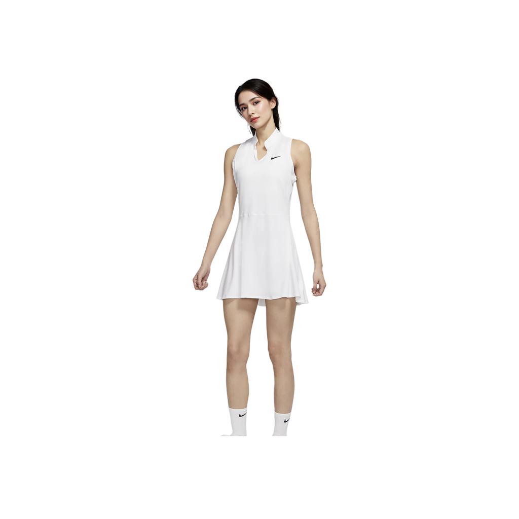 Nike Dri-Fit Court Victory Solid Versatile Comfortable Casual Tennis Sleeveless Dress Women Dresses White DD8731-100