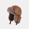 Unisex Winter Fleece-Lined Aviator Hat PU Leather Warm Ear Protection Cap Outdoor Cycling Cold Weather