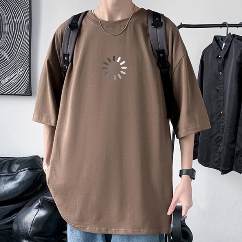Summer Men's Oversized Drop Shoulder T-Shirt 100% Cotton Streetwear Tee