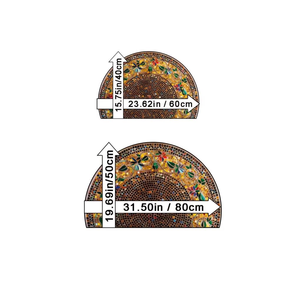 Luxury Retro Ethnic Style Welcome Mat Artificial Vision Carpet Home Semi-Circular Suitable for All Seasons Anti-fouling