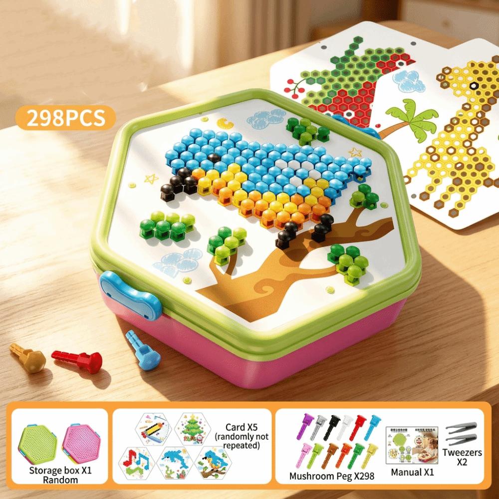 Colorful Patterns DIY Peg Art Building Toy Mushroom Nail Pegboard  Early Educational Activities